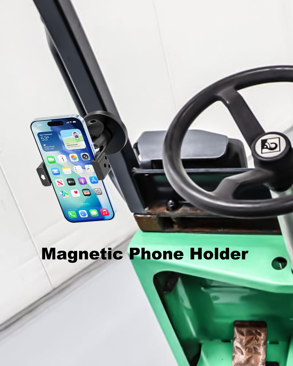 Soporte Móvil Tractor Magnético, 360° Rotación Soporte Telefono Tractor Agrícola, Porta Movil para Superficie Metálica Compatible con iPhone 17 Pro MAX Air/16/15/14/13/12, Más 4-7" Smartphone