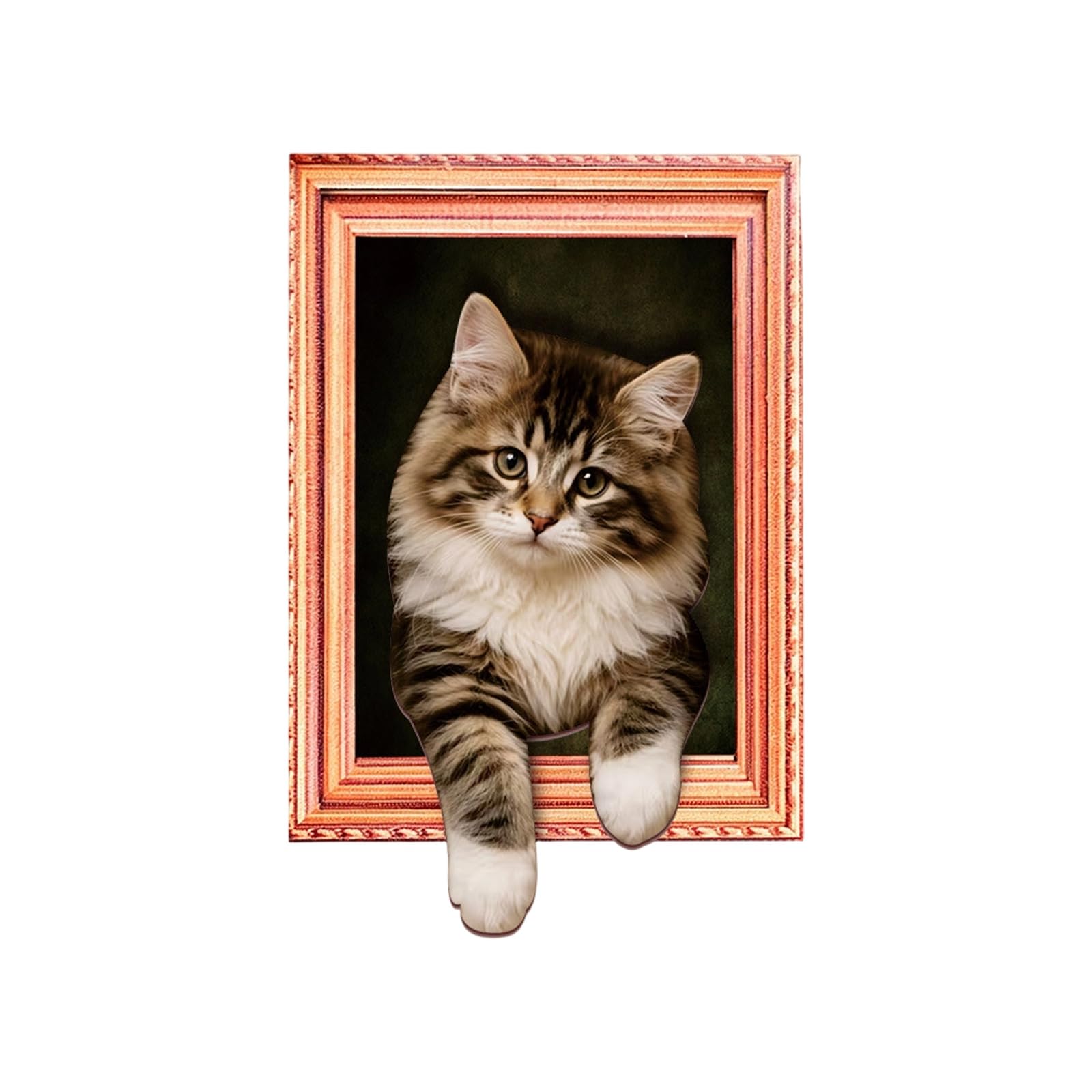 Pangboer C Fridge Magnet Wood Frame 3D Peeking Feline Decor For Refrigerator Locker Whiteboard, Harming Home Accent Piece Refrigerator Magnet Decor Framed Feline Wood Locker Whiteboard Accent Pet Themed