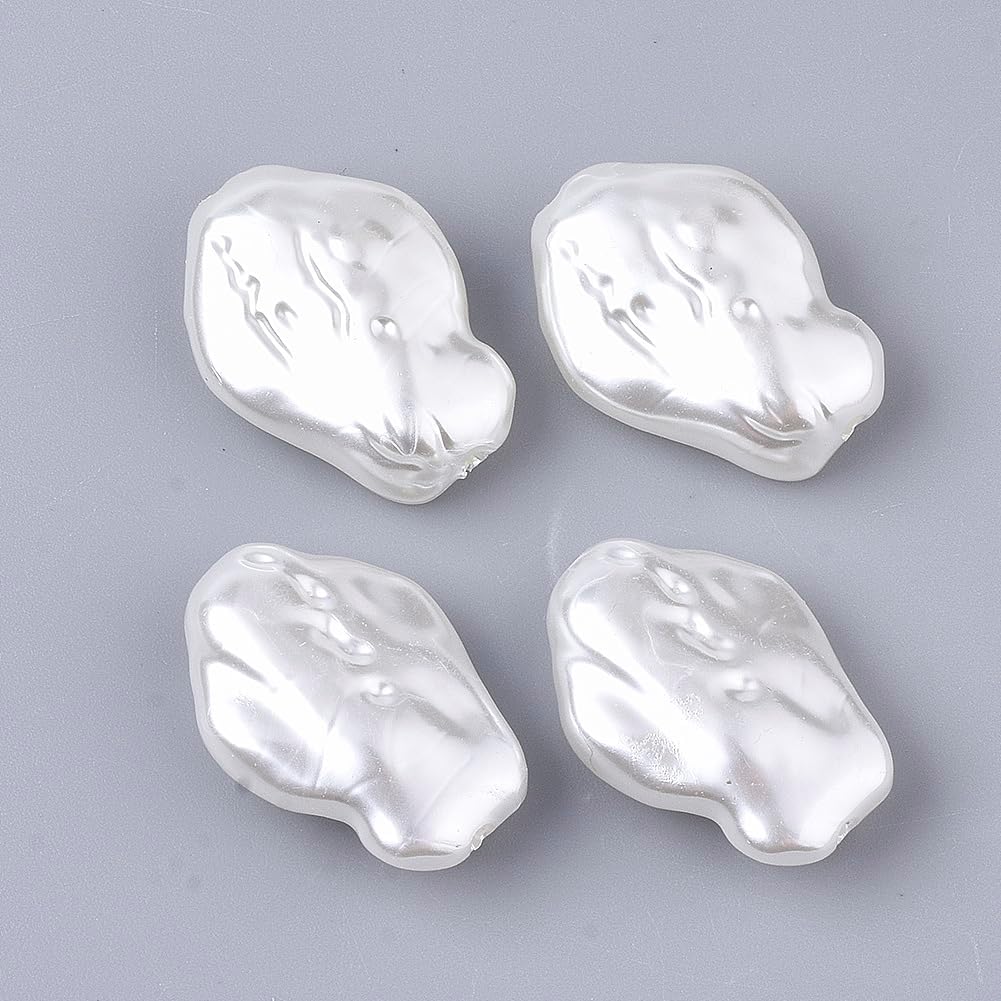 LiQunSweet 260 Pcs Baroque Pearl Beads 25x17.5mm ABS Plastic Imitation White Pearl Irregular Baroque Beads for DIY Bracelet Necklace Jewelry Making Beading Crafts