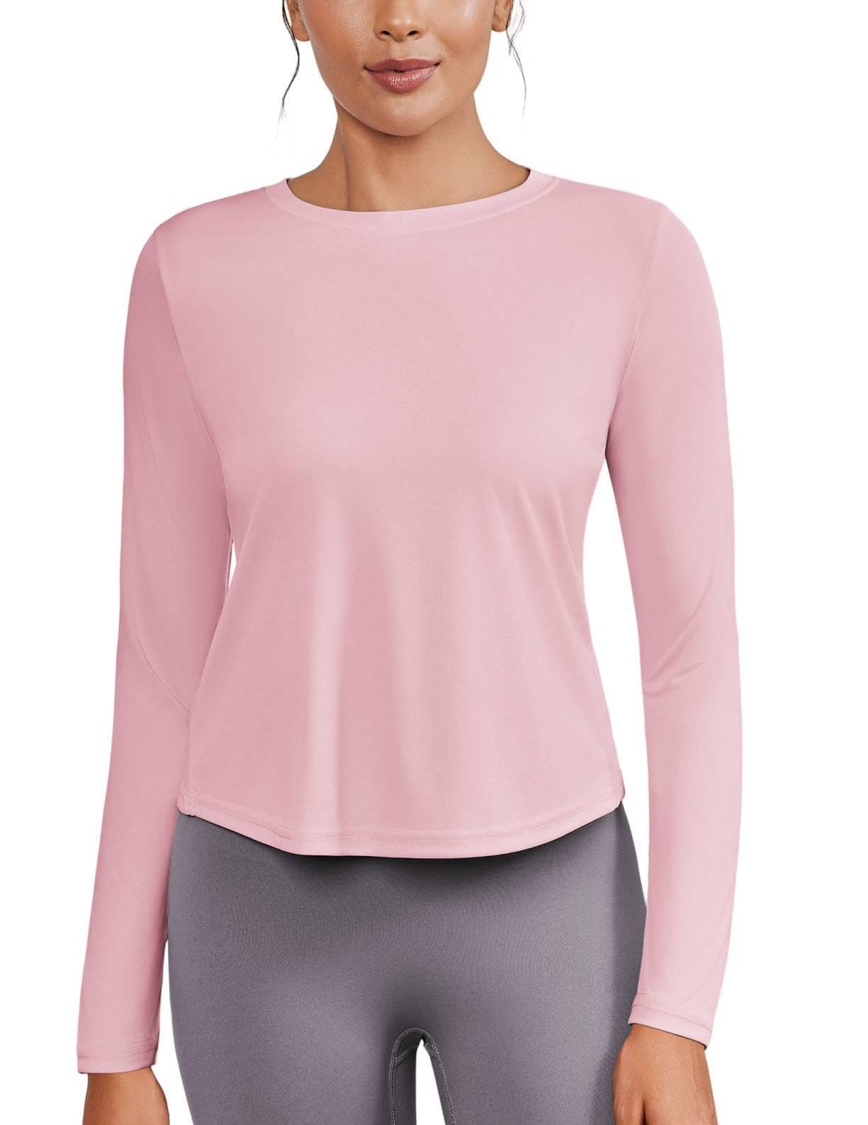 T-Shirt da Palestra da Donna T-Shirt Sportive a Maniche Lunghe Protezione Solare UPF 50+ Camicie da Allenamento Schiena Divisa Corsa Yoga Top Maglietta Traspirante T-Shirt Leggera