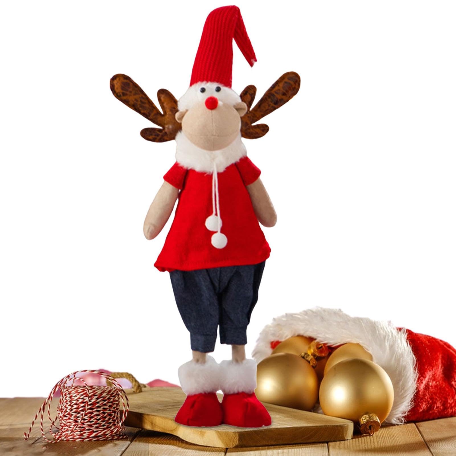Peluche de Noël à longues jambes - Poupee de Noel debout lestee pour table et salon