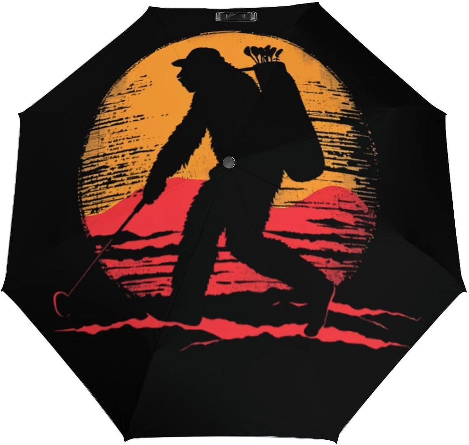 Bigfoot Golf Vintage Sasquatch Portable Funny Umbrella For UV Rain Windproof Folding Umbrellas