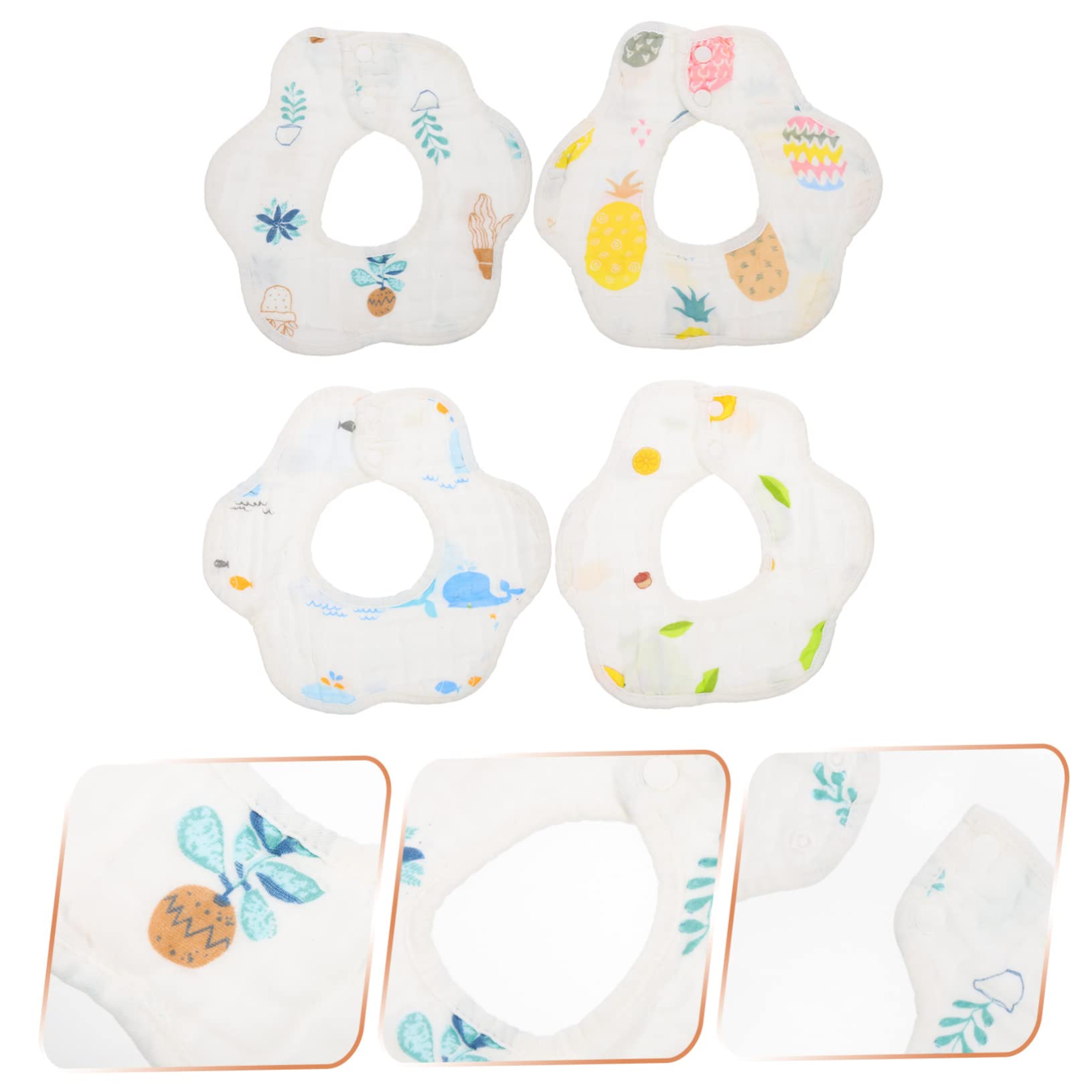 Abaodam Lot De 3 Bavoirs En Coton Pour Bébé Absorbants Et Robustes Rotatifs Pour Nouveau-nés Et Tout-petits 4 Pièces X 3