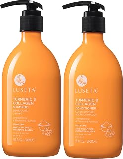 Luseta Shampoo and Conditioner Set for Hair Growth with Turmeric & Collagen, Hair Thickening Volumizing Shampoo for Thin or Oil Hair, Sulfate and Parabens Free 2x16.9Oz