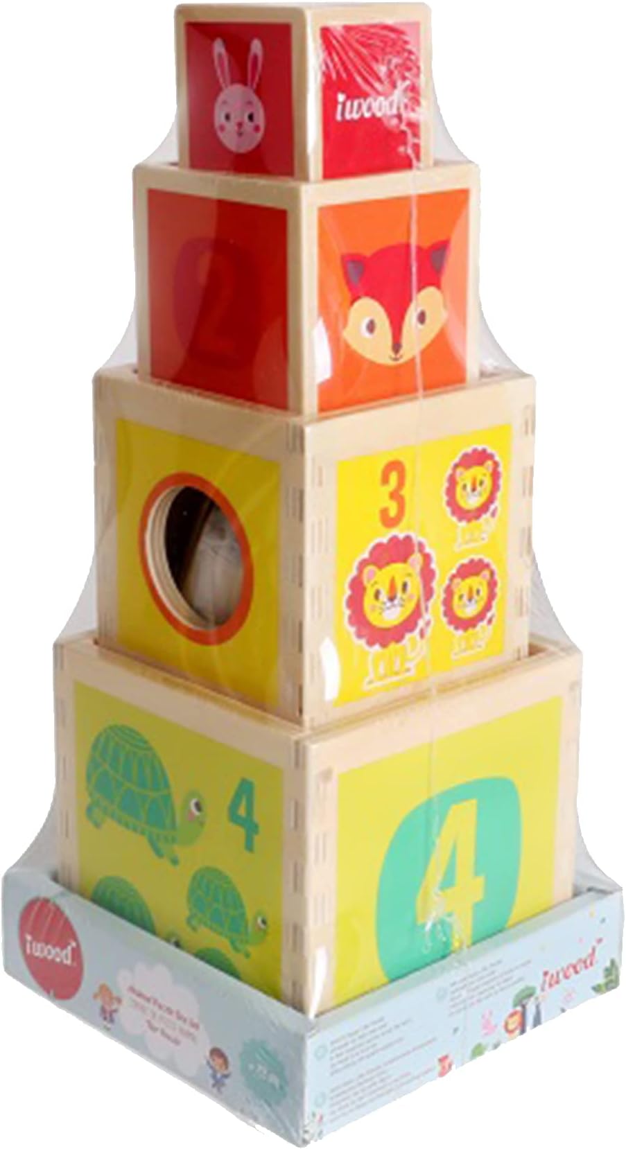 IwoodShapes and Colours Pyramid Wooden Cubes, 11009