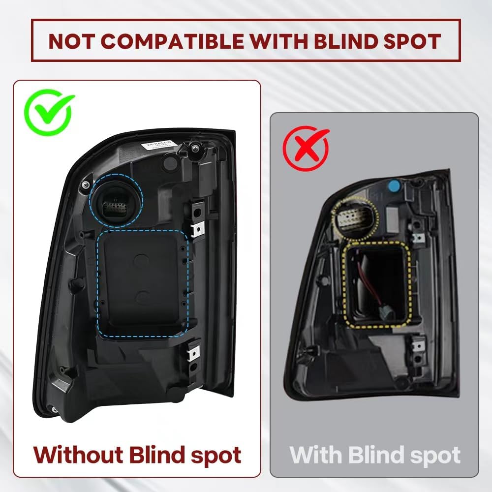 Tail Lights without Blind Spot Compatible with Dodge Ram 1500 2019-2024 Taillight with Turn Signal Brake Reverse DRL Rear Back Lamp Replace 55112992AD 55112992AB Smoked(Right Passenger Side)