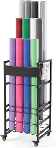Thyle Seamless Paper Backdrop Storage Rack Holds 12 Rolls with Locking Wheels