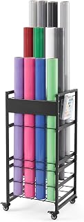 Thyle 53'' Wide Background Paper Roll Display Stand, Photography Backdrops Rolls Storage Stand, Heavy Duty Metal Mobile Cart Holds 12 Rolls with 4 Locking Wheels for Photography Studio Retail Display