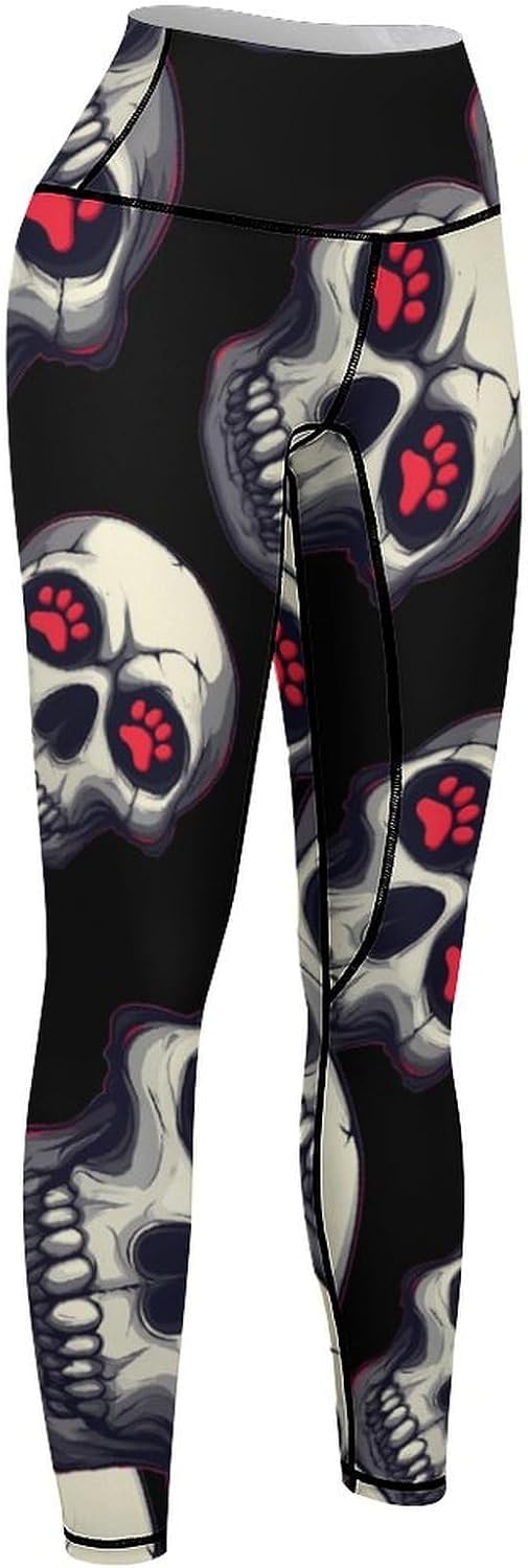 Skull Paw Print Yoga Pants Running Lounge Pant High Waist Leggings for Women