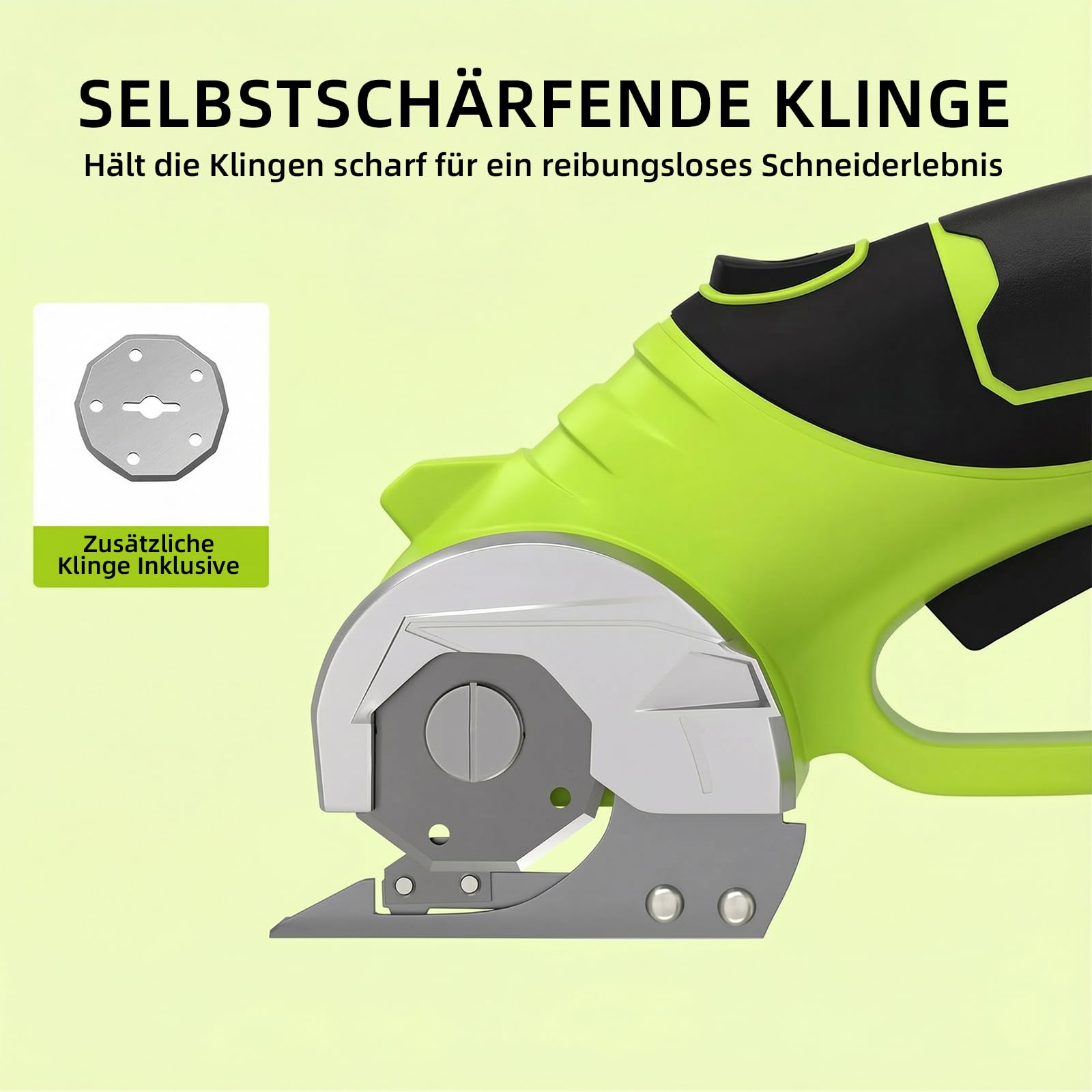 GARDTECH Elektrische Schere 4V Akku-Elektroschere für Karton, Kartonschneider für Stoff, Rollschneider mit LED-Licht für Bastelarbeiten, Leder, Kunststoff oder Teppich, grün