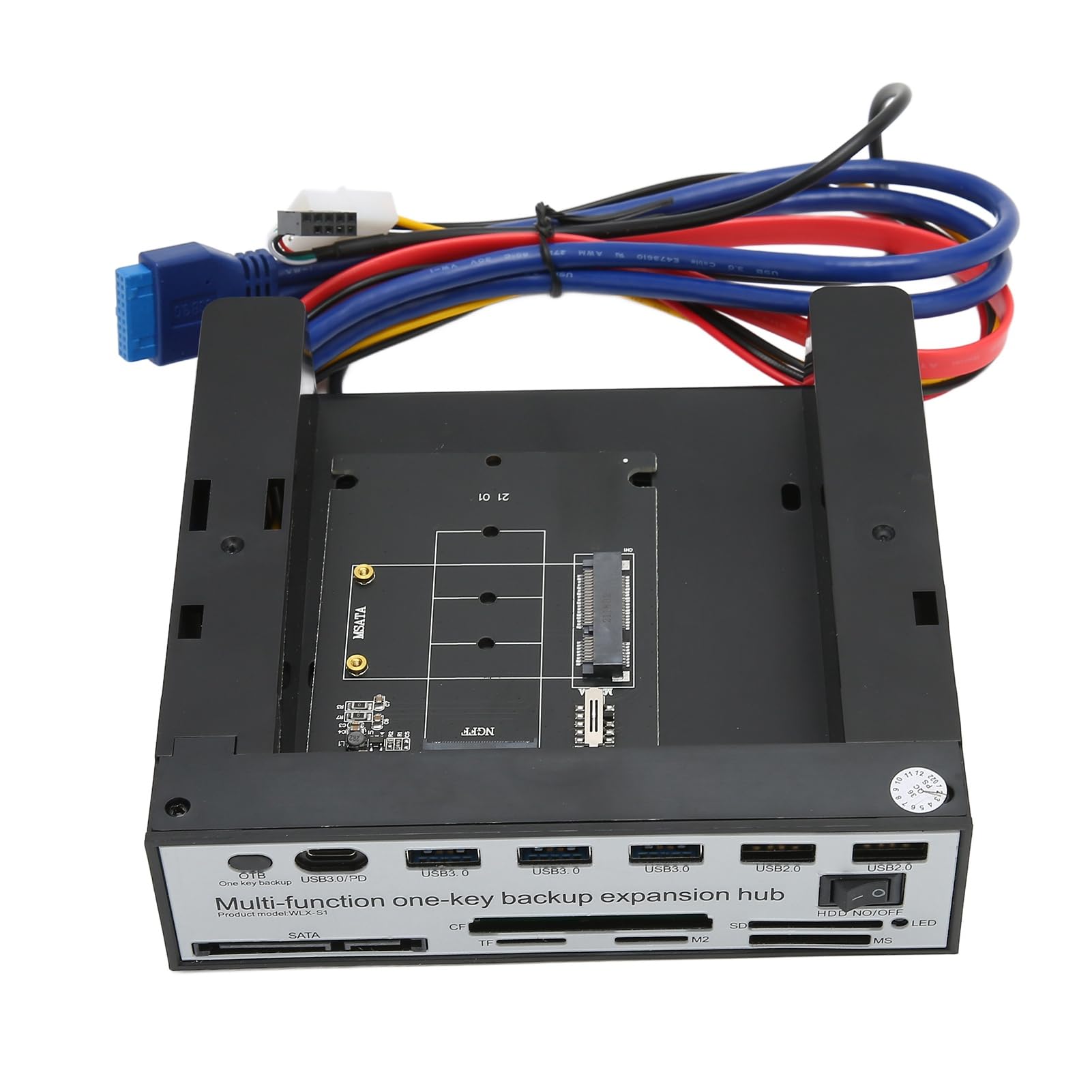 Dpofirs Lettore di Schede del Pannello Frontale, Hub USB 3.0 Multifunzione CF TF M2 Lettore di Schede SD Cruscotto Multimediale del Pannello Frontale con NGFF M.2 MSATA