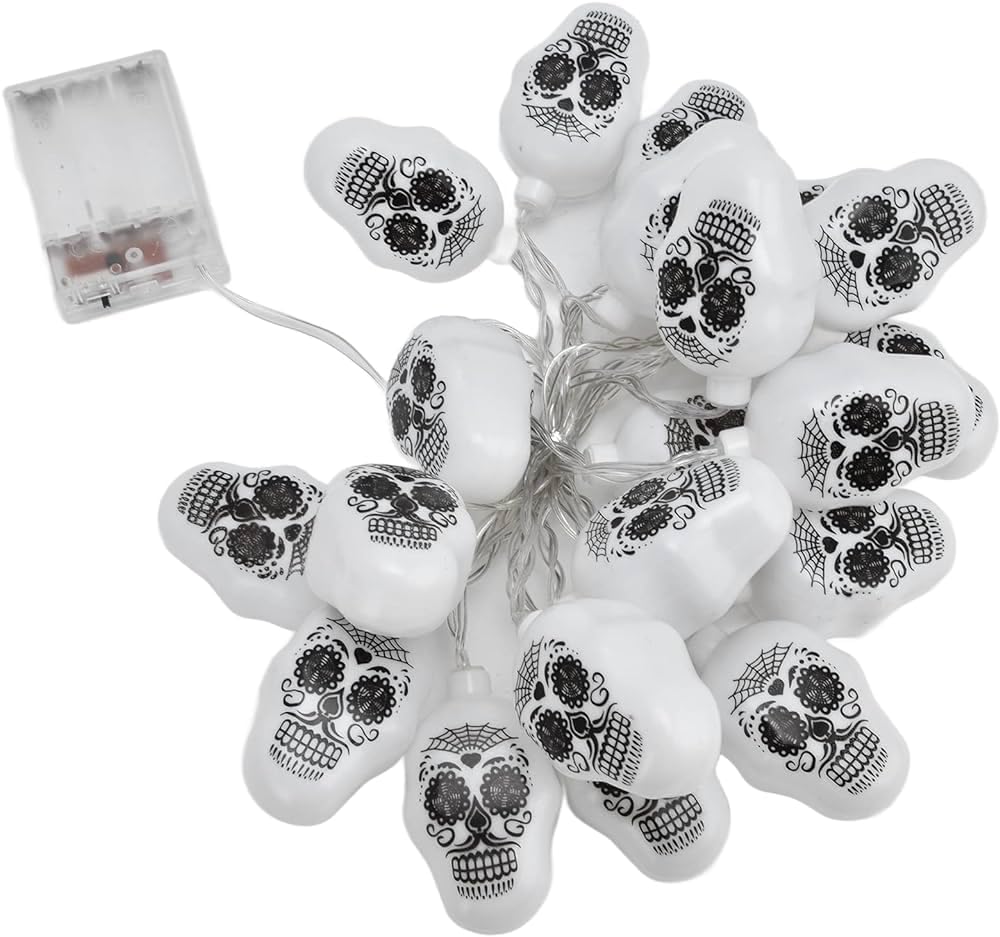 Jagmag® 10 LED Dead Man Sugar Skull String Light for Halloween,10 LED String Light for Halloween Decoration Spooky String Light, Indoor Outdoor Spooky décor