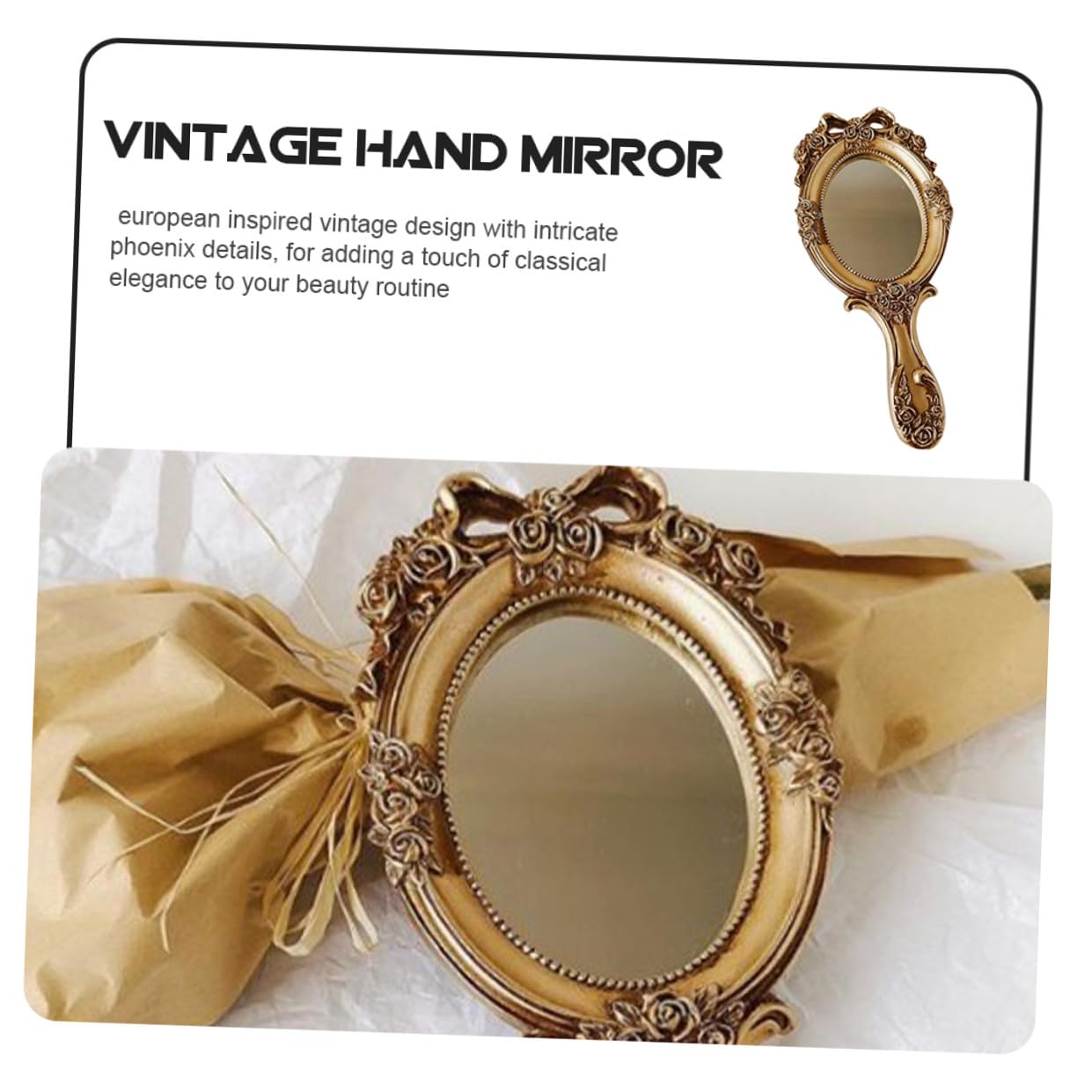 2 Stück Retro Handspiegel Vintage Design mit Ergonomischem Griff Hochauflösender Kosmetikspiegel für Präzises Make up Eleganter Taschenspiegel für Damen und Reisen