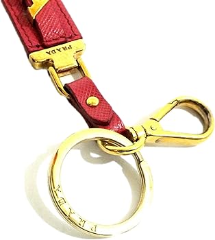 Prada Pink Saffiano Leather Handbag Bag Charm Keychain Keyring at