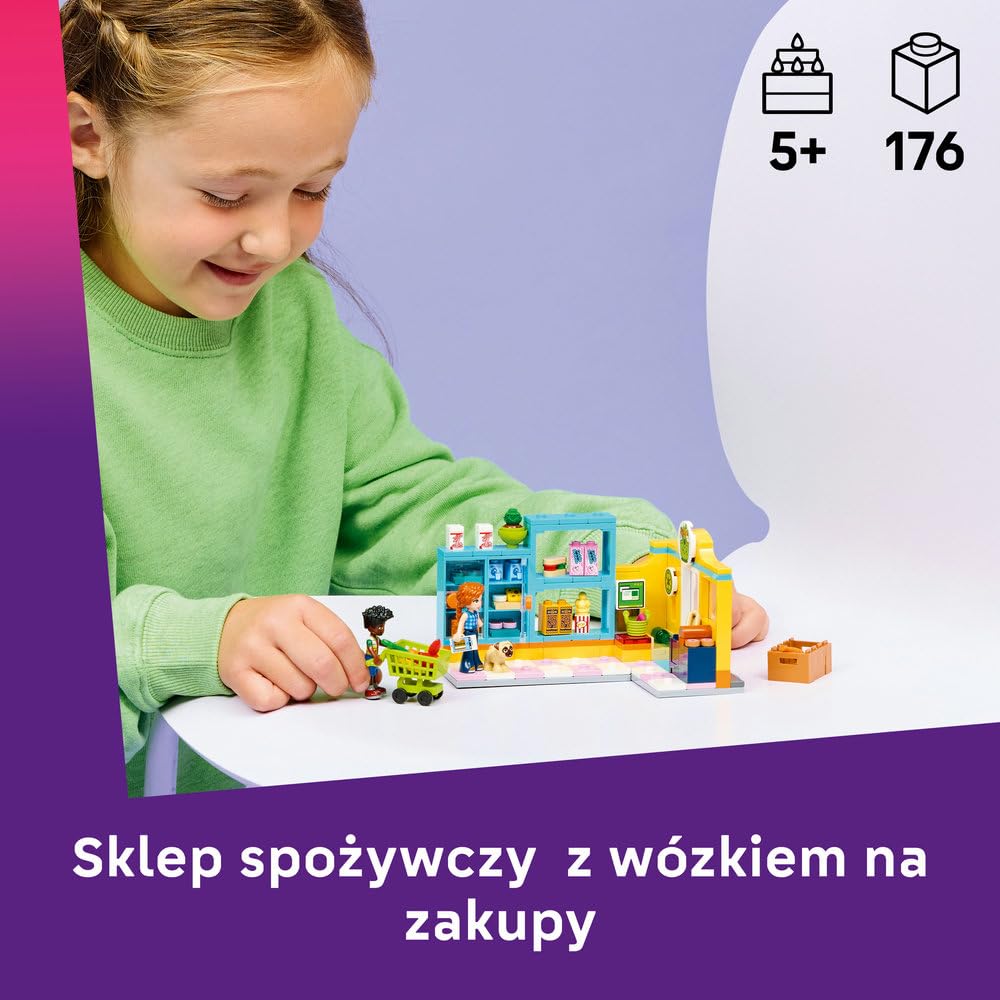 LEGO Friends Sklep spożywczy w mieście Heartlake 42680 | Zabawa w sklep, spożywcza scenka, prezent dla dziewczynki i chłopca 5+, 176 elementów