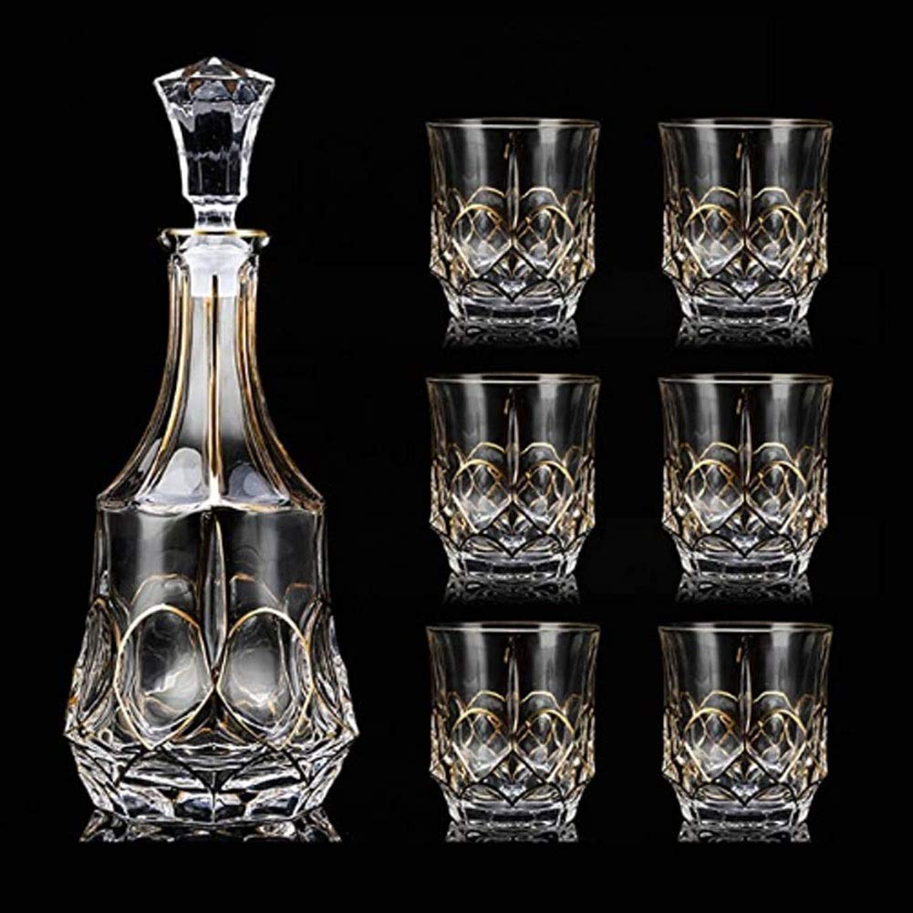 Karafka do whisky i zestaw kieliszków bezołowiowy kryształowy zestaw do wina kieliszek do czerwonego wina kubek do whisky karafka szklanka powietrzna butelka na wino dzbanek piwnica na wino 850 ml