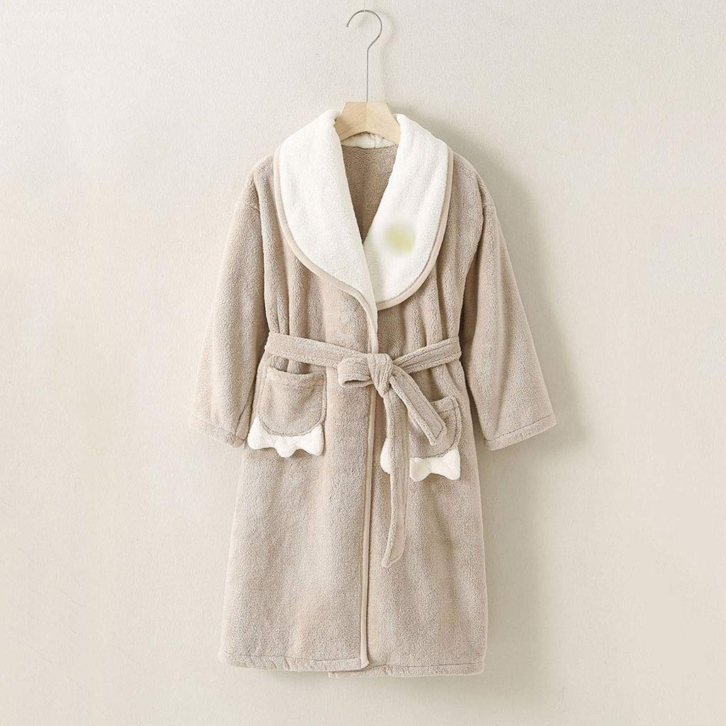 ZHCWT Children Bathrobes Winter Girls Nightgowns Solid Baby Boy Flannel Robe Clothing Kids Bathrobe for Girls Sleepwear Robe (Size : 130cm)