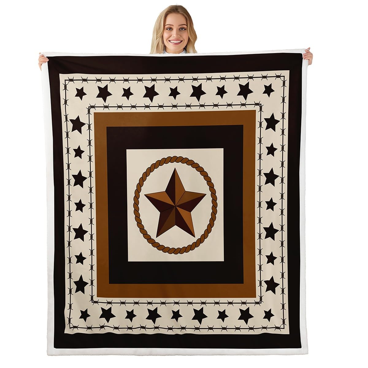 Couverture à motif d'étoiles occidentales plaid polaire tribal pour lit enfant