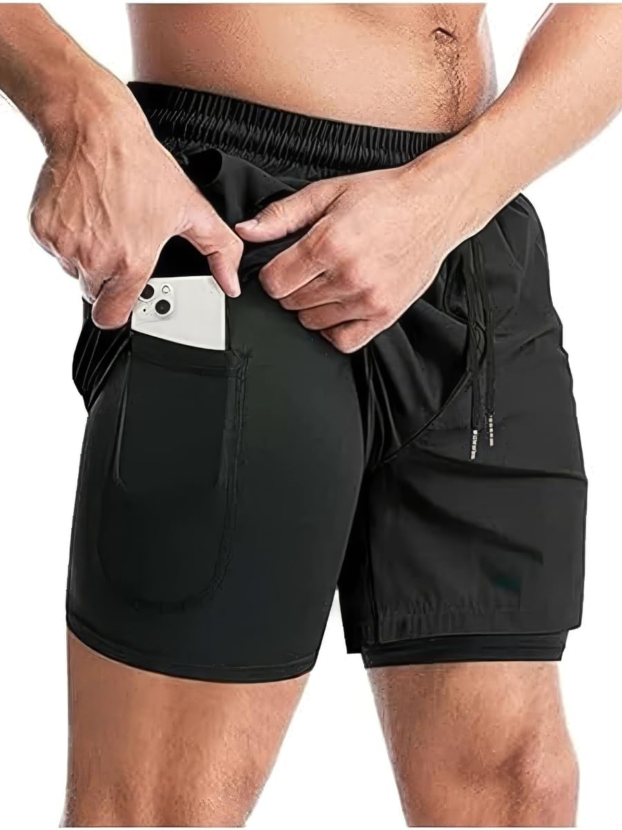 boffi ... N S Poly 2 in 1 Active Dual Shorts with Inner Tights Layer | Men's Double Layer Short for Running, Gym & Sports