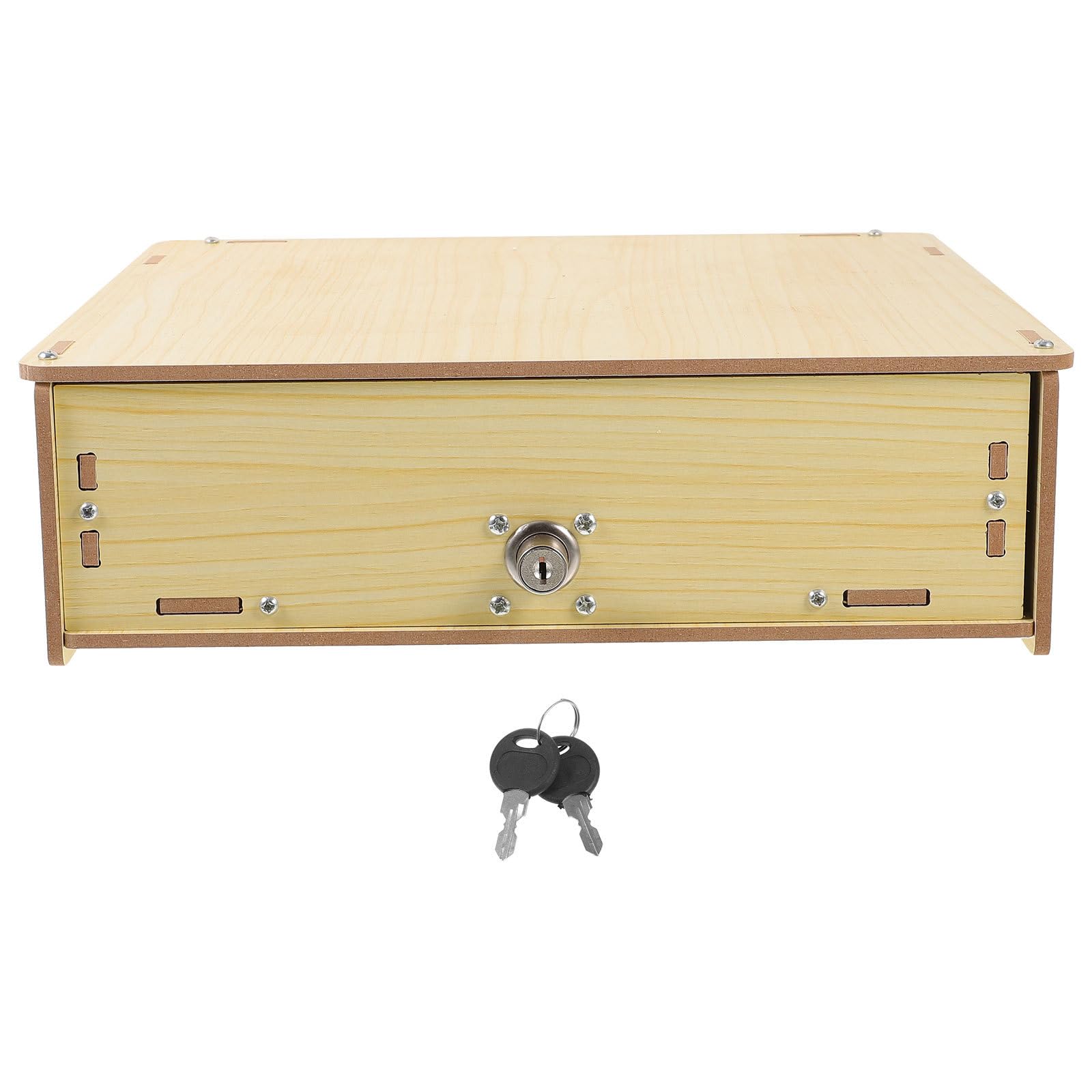 jojofuny Vassoio Porta Contanti in Legno Multifunzione Griglie Divisorie, Scatola Organizer per Scrivania, Contenitore Portamonete e Banconote per Ufficio, Negozi e Sale Riunioni