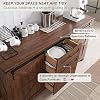 T4TREAM Farmhouse Sideboard Buffet Cabinet with Storage, 60" Large Kitchen Cabinet w/Sliding Barn Doors and 4 Drawers, 31.2'' Tall Rustic Wood Coffee Bar Table for Dining Room,Reclaimed Barnwood Color #3