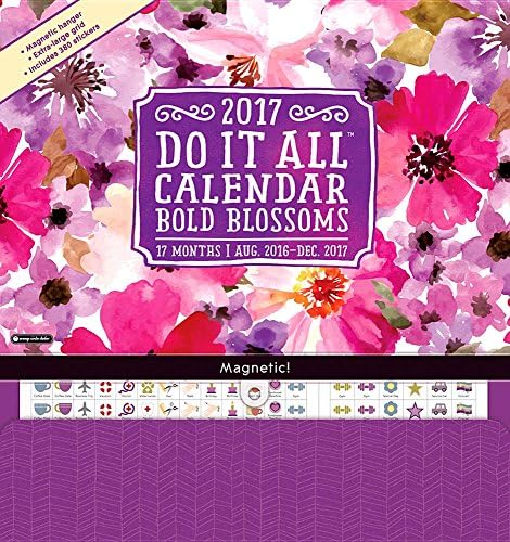Orange Circle Studio 17-Month 2017 Do It All Magnetic Wall Calendar, Bold Blossoms Calendar – Wall Calendar, June 1, 2016