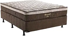 Ortobom Cama Box Casal Magnyfic com Molas Ensacadas e Ortopillow, Marrom e Bege, 138x188x65cm, 48.56kg
