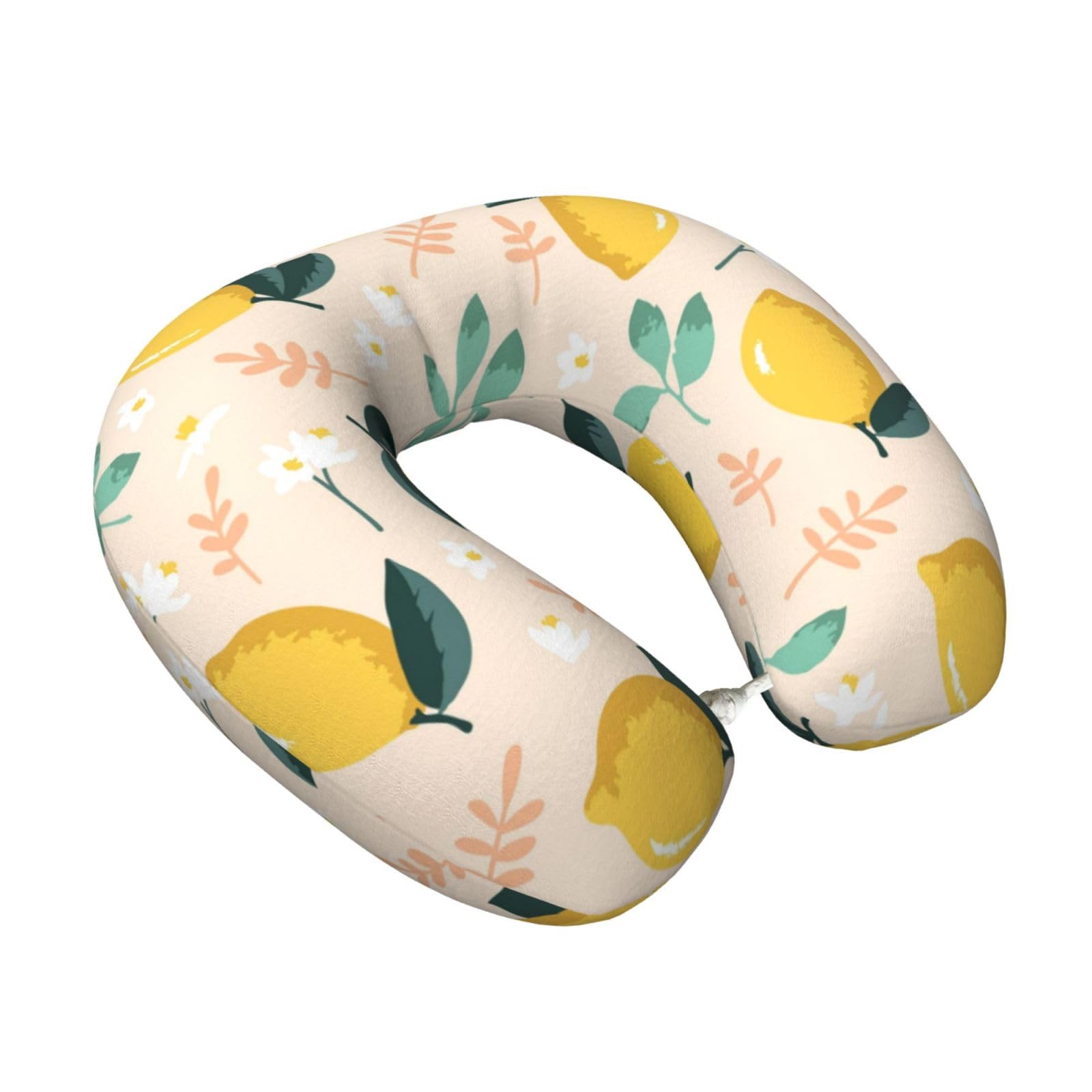 LKYMOH Fresh Yellow Lemons Summer Fruits, Travel Neck Pillow U-Shaped Memory Neck Support Soft Comfortable With Washable Cover For Airplane Car Traveling and Office