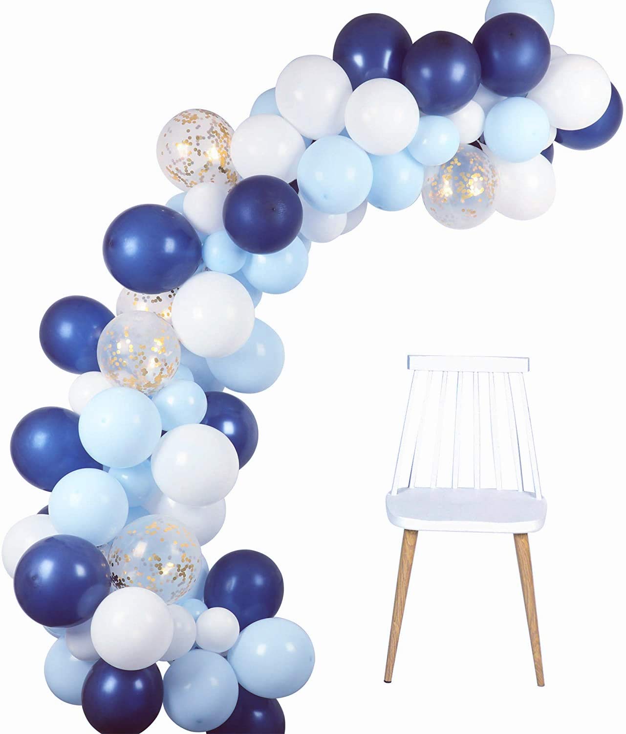 65PCS Balloon Garland Kit Navy Macaron Blue Latex Balloon with Confetti