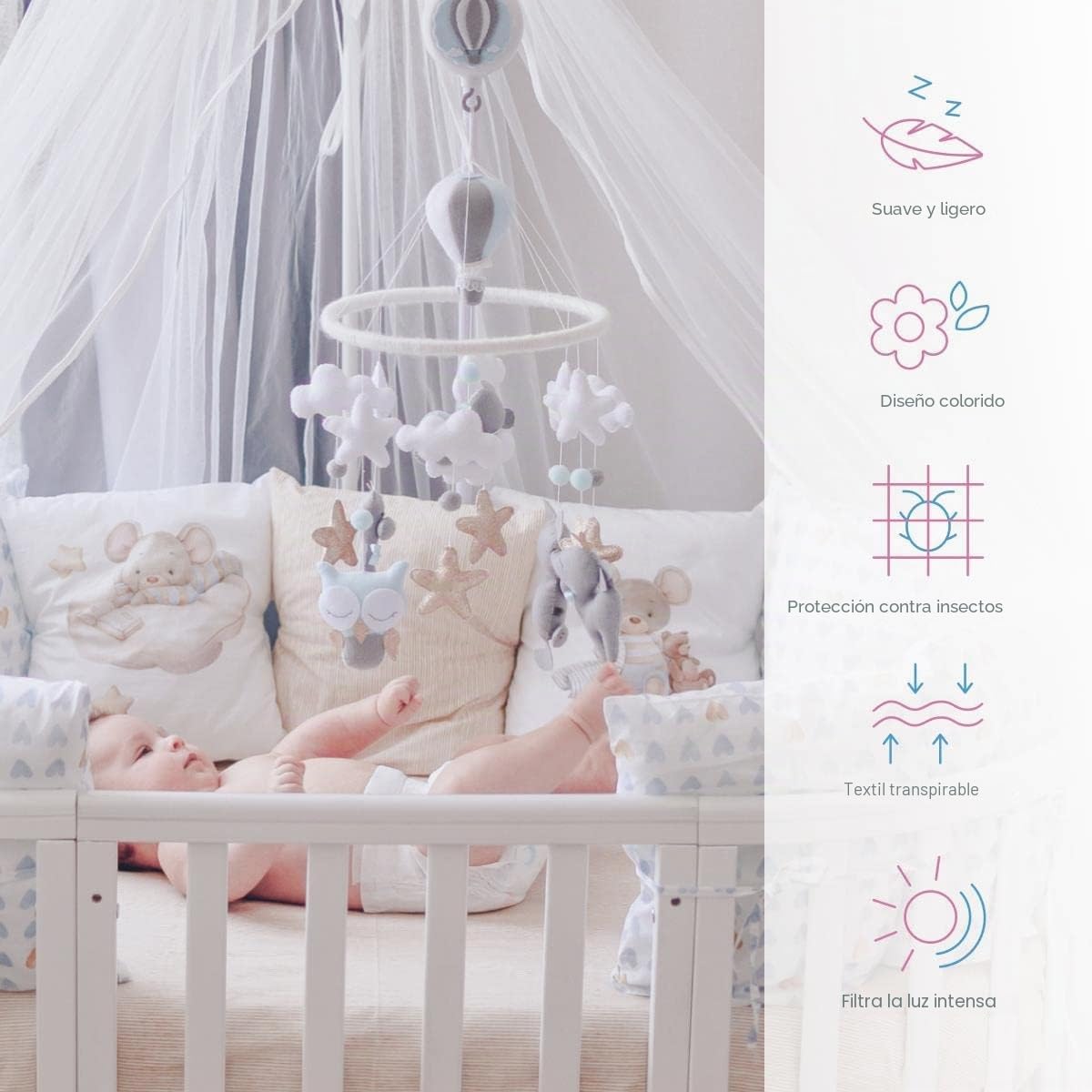 Baby Comfort Dosel de Gasa para guardería o Cuna 370 x 180 cm (Color Azul)