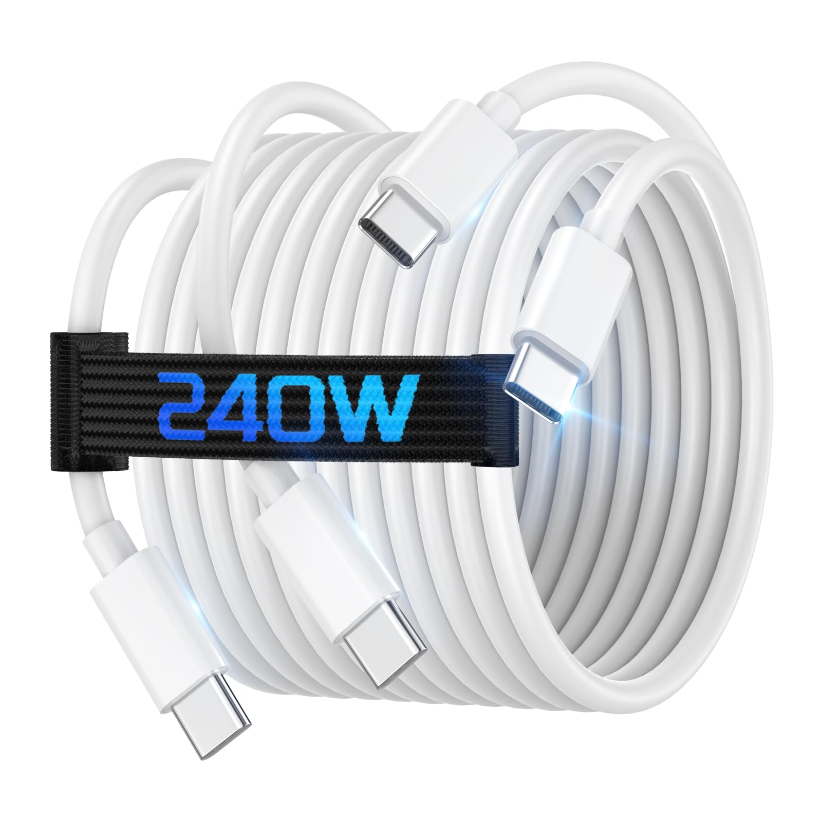 240W USB C to USB C Charging Cable, 2 Pack 10ft Type C Charger Fast Charging Cable Cord Compatible with iPhone 16/16 Plus/16 Pro/16 Pro Max/15/15 Plus/15 Pro/15 Pro Max, iPad Pro, MacBook Pro, Galaxy