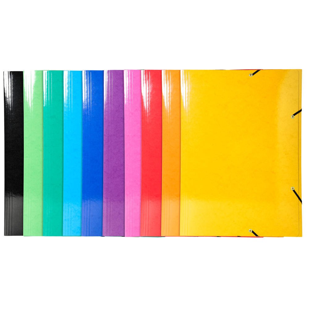 Exacompta 3 Flap Folder 59829E A3 Assorted Glossy Card 32 X 44 Cm Pack Of 10