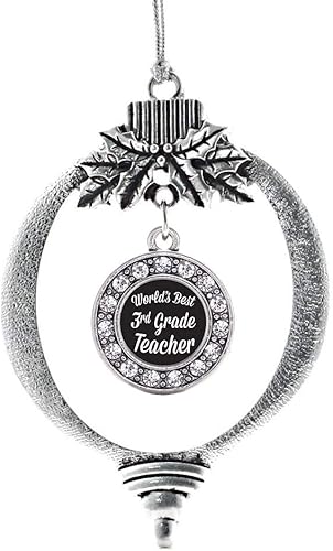 Miniatura 15 de Inspired Silver - My Vintage Initials - Adorno con dije de letra V - Adornos navideños de círculo plateado con joyas de circonita cúbica