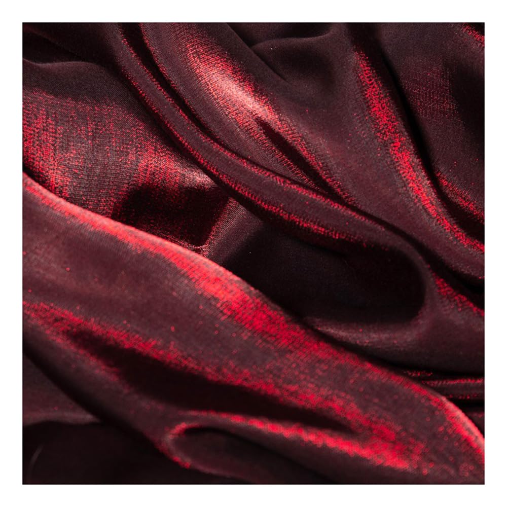 Charmeuse, tessuto di raso rosso bordeaux, 5 m x 150 cm, tessuto in raso di succo di seta, magico, lucido, tessuto decorativo per abito da sposa fai da te