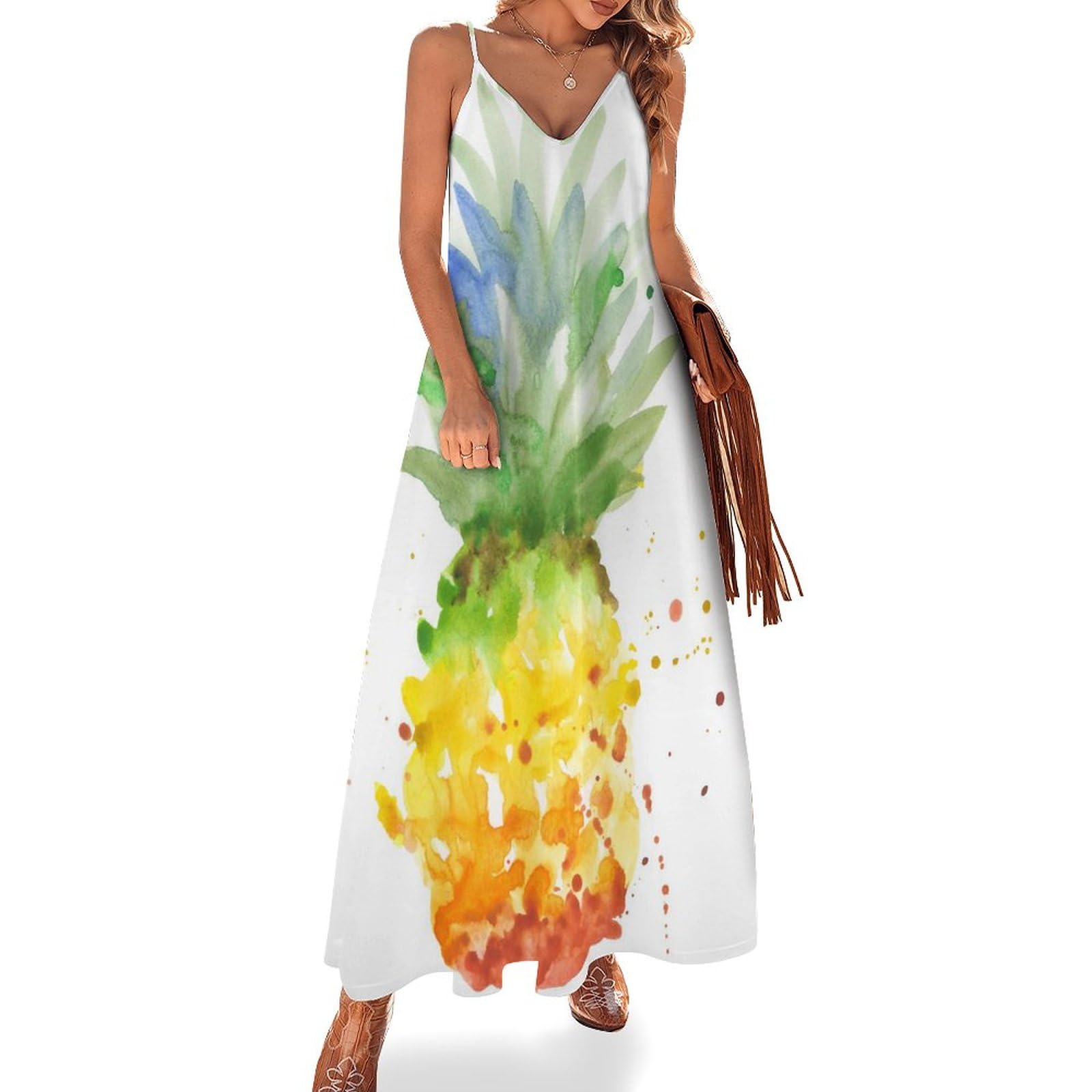 Robe longue d'été à motif ananas : le look plage décontracté chic pour vos vacances
