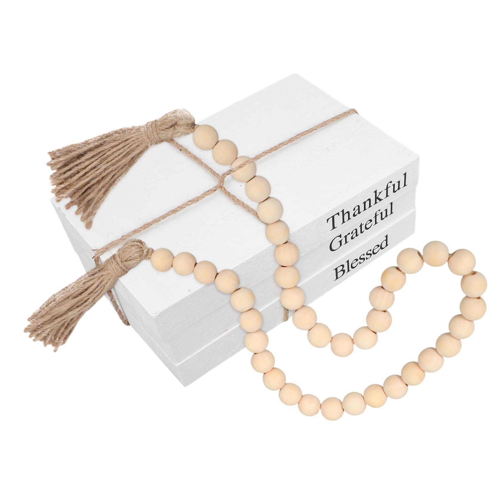 Cabilock Realistic Wooden Book Decorations for Fall Thanksgiving Table Decorations Beaded Garland Book Props