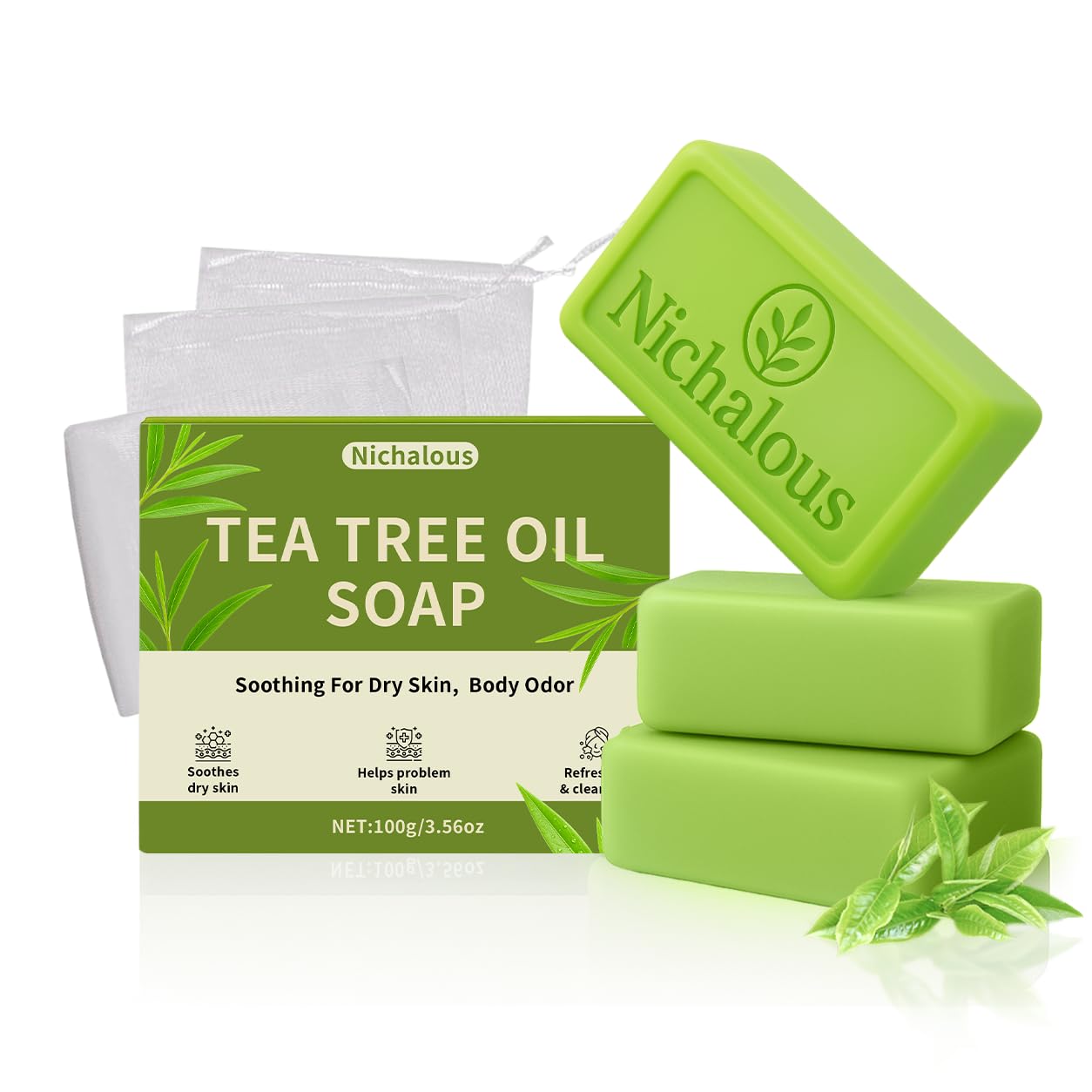 Tea Tree Soap 3PCS Tea Tree Oil Relief Soap Bar - with Tea Tree Oil Coconut Oil Witch