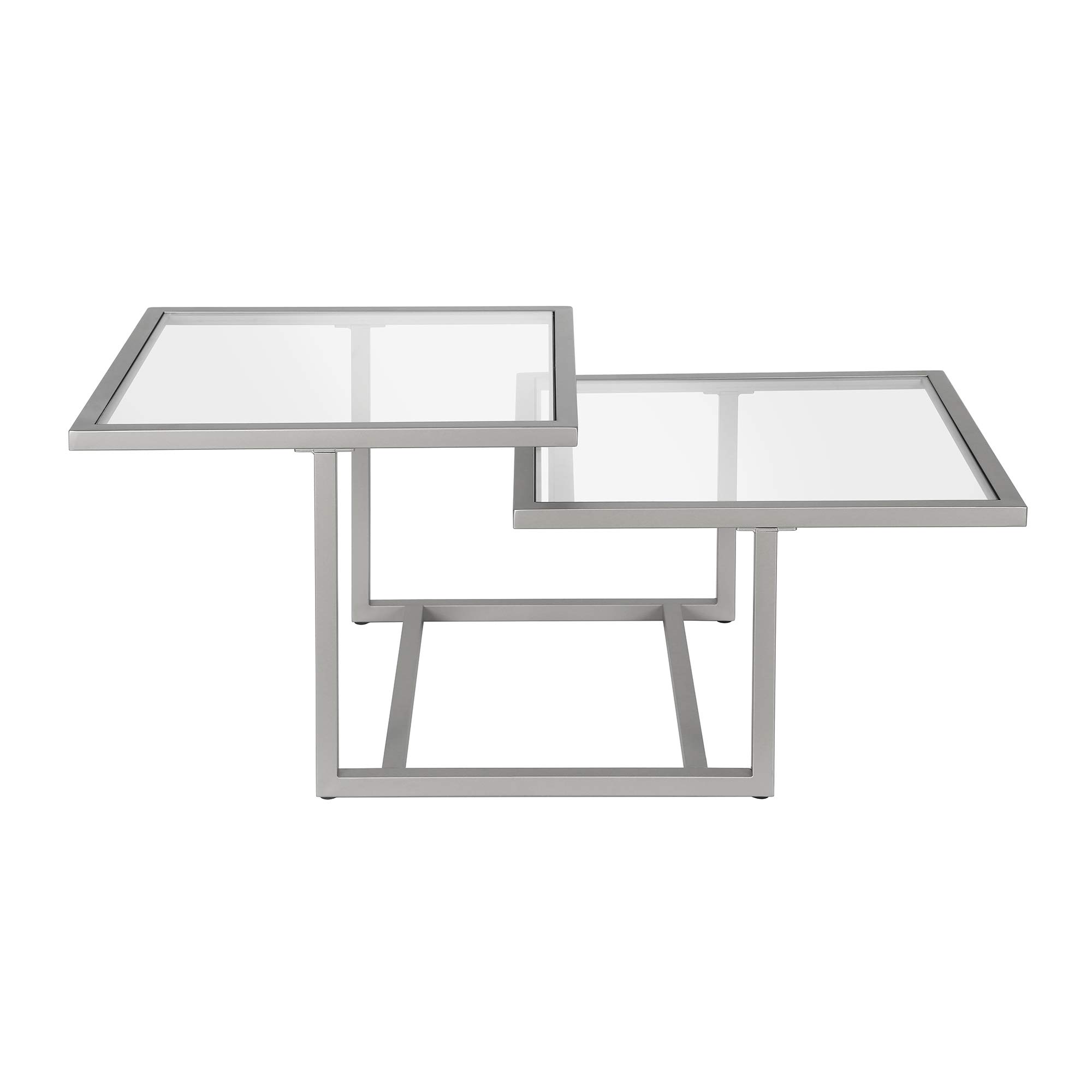 Henn&Hart 43' Wide Square Coffee Table in Nickel, Modern coffee tables for living room, studio apartment essentials