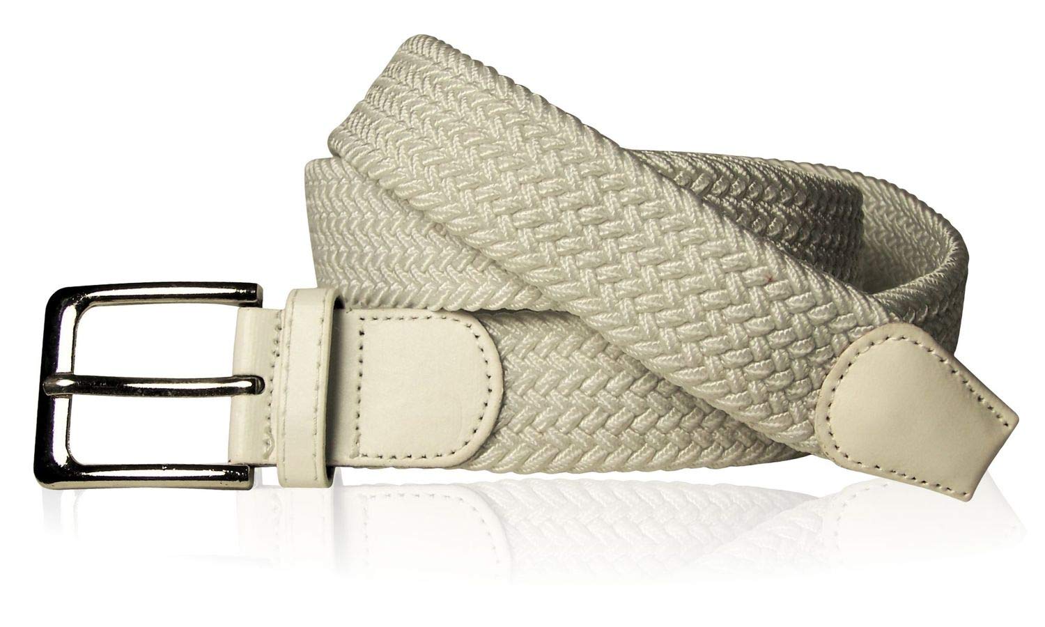 FRONHOFER Stretchgürtel 3,5 cm elastisch, stufenlos, Übergröße | Bundweite 90-135 cm, Gewebe mit Kunstleder an Schnalle und Spitze, silberne Schließe, dehnbar