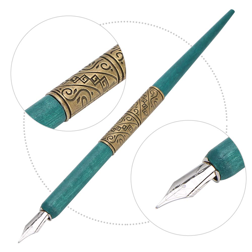 Cocoarm Set Dip Pen con 6 Pennini, Comoda Penna per Calligrafia per Praticare la Calligrafia Inglese e Fare Regali (Ciano)