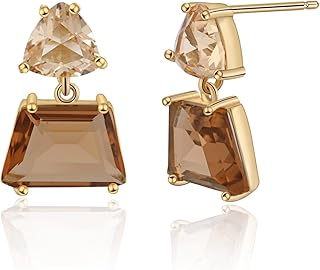 Hypoallergenic Brown Crystal Dangle Earrings for Women - Fashionable Amber Drops Ideal for Sensitive Ears