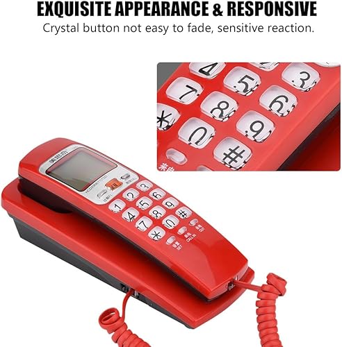 Miniatura 5 de Teléfono con cable, teléfono fijo de tamaño mini con identificación de llamadas y dial retroiluminado, consulta de almacenamiento de número de