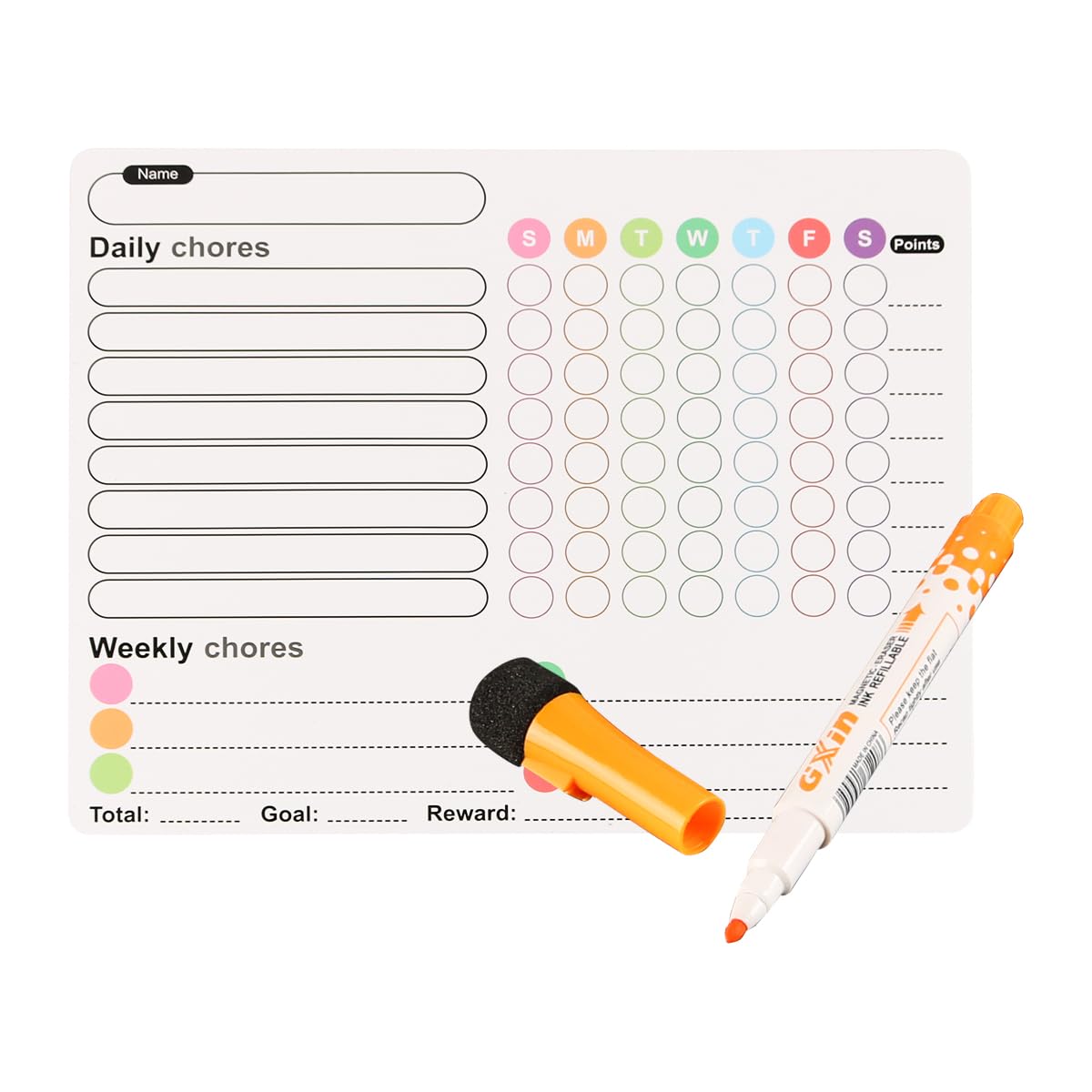 Laroal 3PCS Magnetic Chores Char With 6 Fine Tip Markers Reusable Magnetic Reward Charts Learning Responsibility Chart Good Behaviour Charts - Image 2
