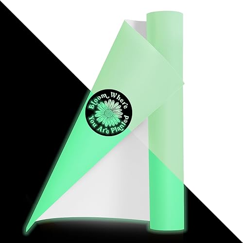 AHIJOY Vinilo adhesivo permanente que brilla en la oscuridad de 12 pulgadas x 5 pies, vinilo adhesivo luminoso Tiffany a verde neón para tazas de