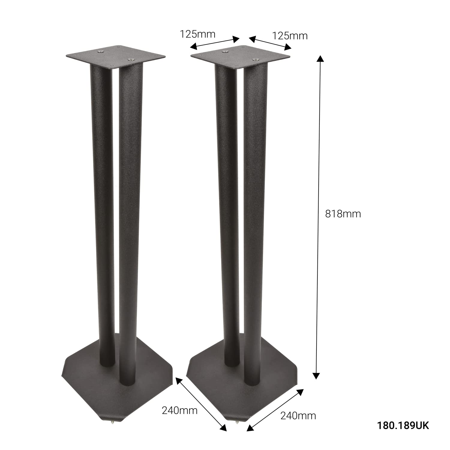 QTX Stilvoller Studio-Monitorständer, Wird paarweise geliefert, 80 cm