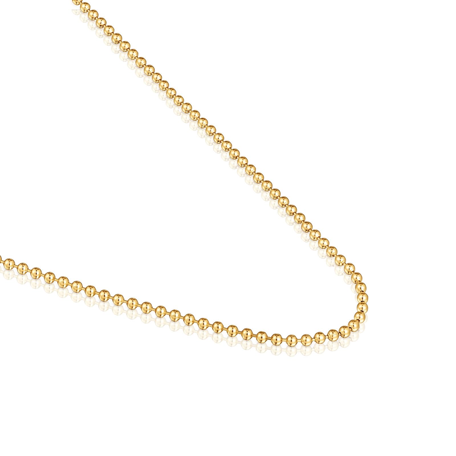 TOUS Gargantilla para Mujer con Baño de Oro de 18 Kt sobre Plata de Primera Ley con Bolas, 45 cm de Largo,Colección Basics