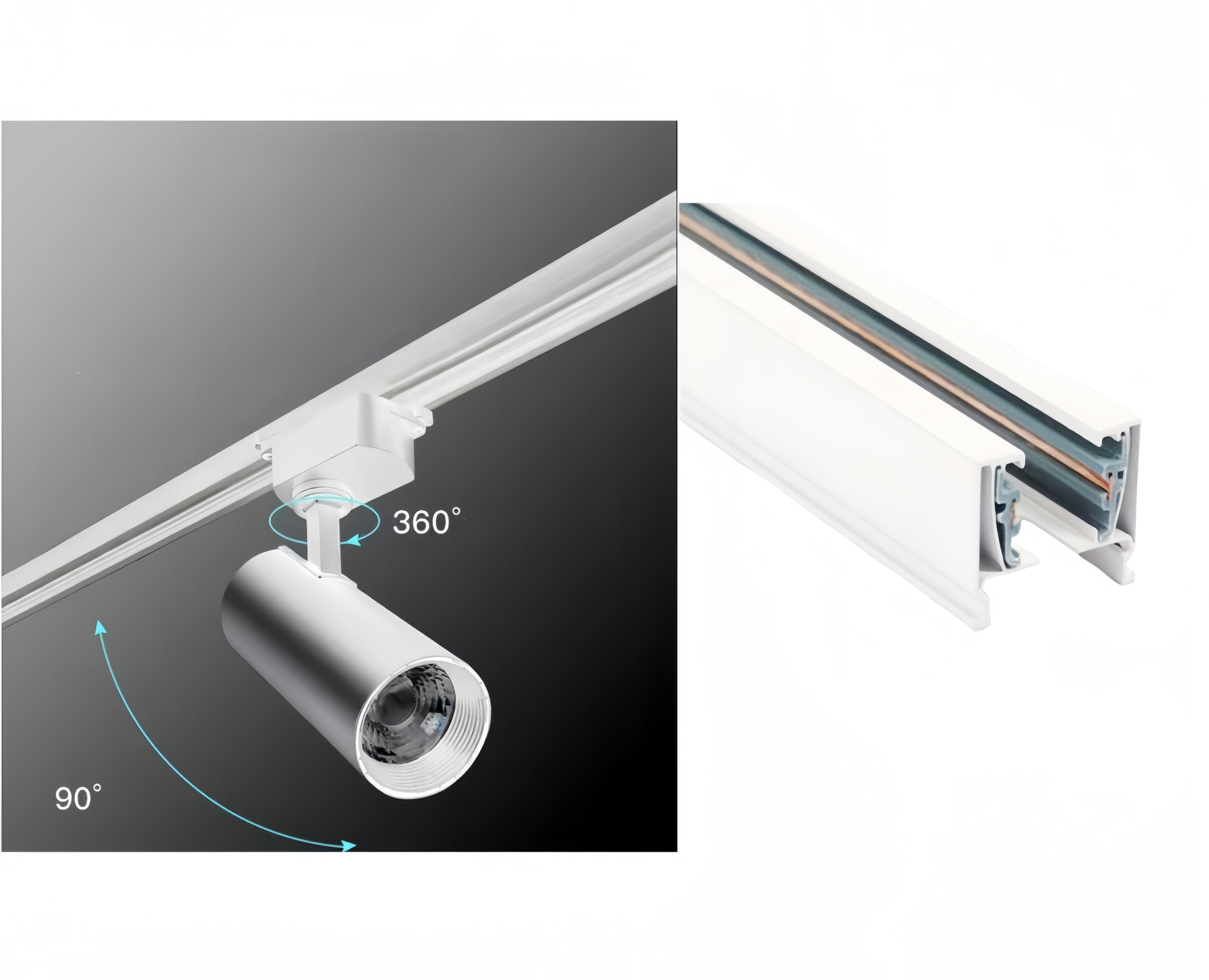 ANSIEN Reflektor LED 30W do jednofazowej szyny 2-przewodowej COB LED, (zmiana bieli CCT na zimno-neutralno-ciepły) komercyjne oświetlenie sufitowe LED