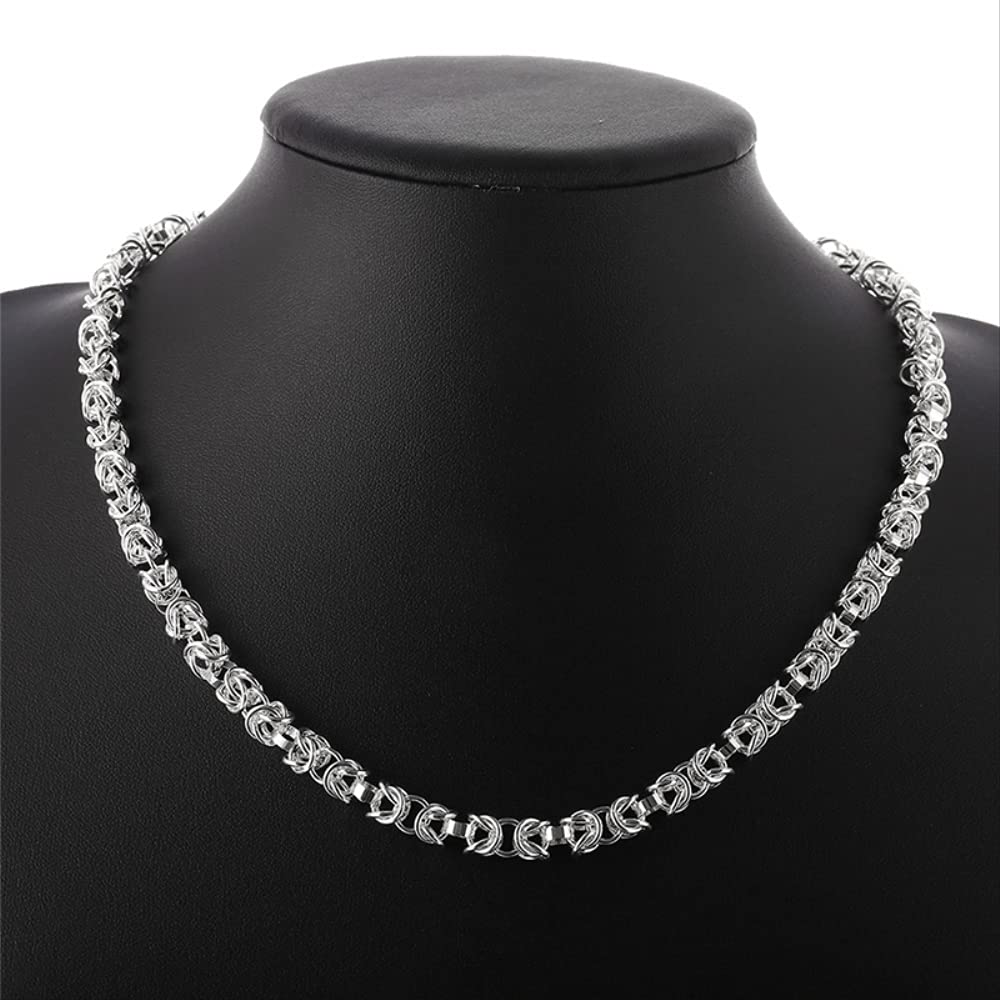 925er-Kette, 7 mm, Box-Halskette für Damen und Herren, Medaillon-Halsreifen