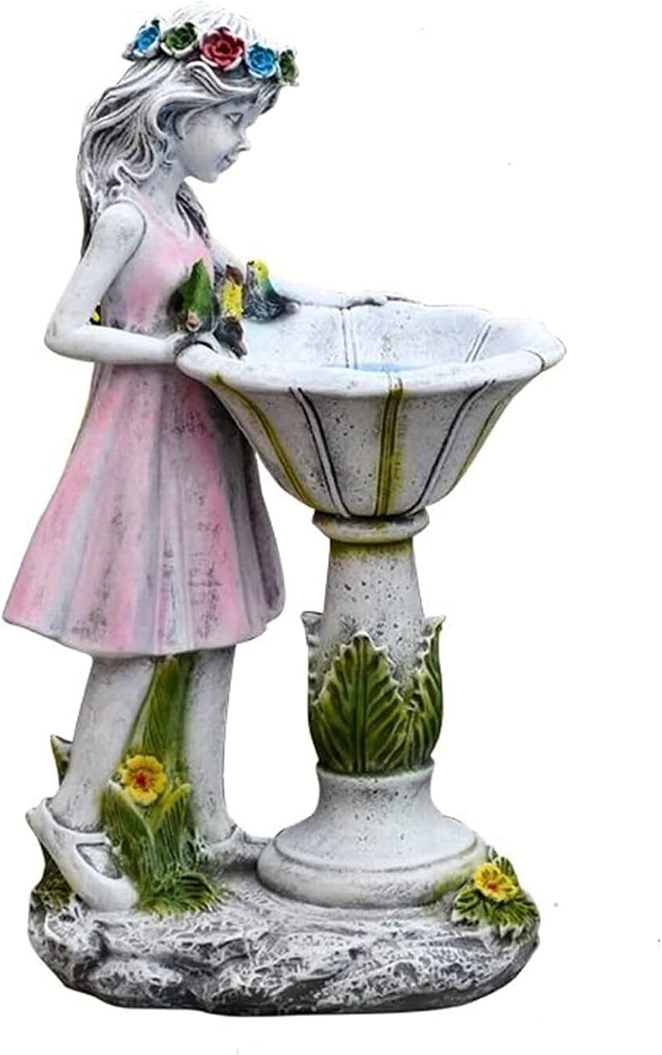 Flower Fairy Solar Garden Statue Birdbaths Resin Angel Garden Figurines Solar Power Glow in The