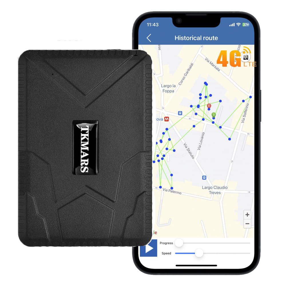 TKMARS Localizador GPS para Coche, 4G 7800 mAh Impermeable GPS Tracker, Recargable Seguimiento Tiempo Real Rastreador GPS con Imán ser Utilizado en Coche, Anciano, Niños, Mascota
